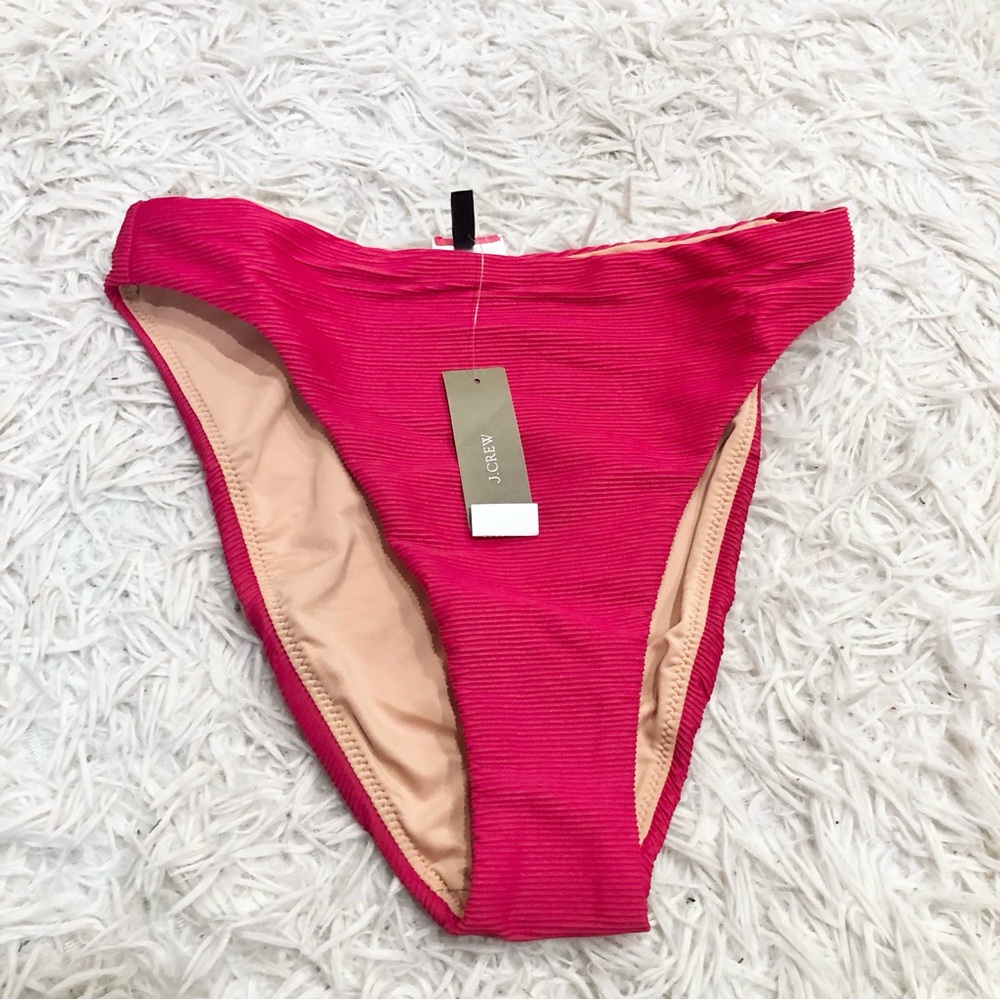 J crew high rise ribbed cheeky bikini‎ bottom hot pink Size XS